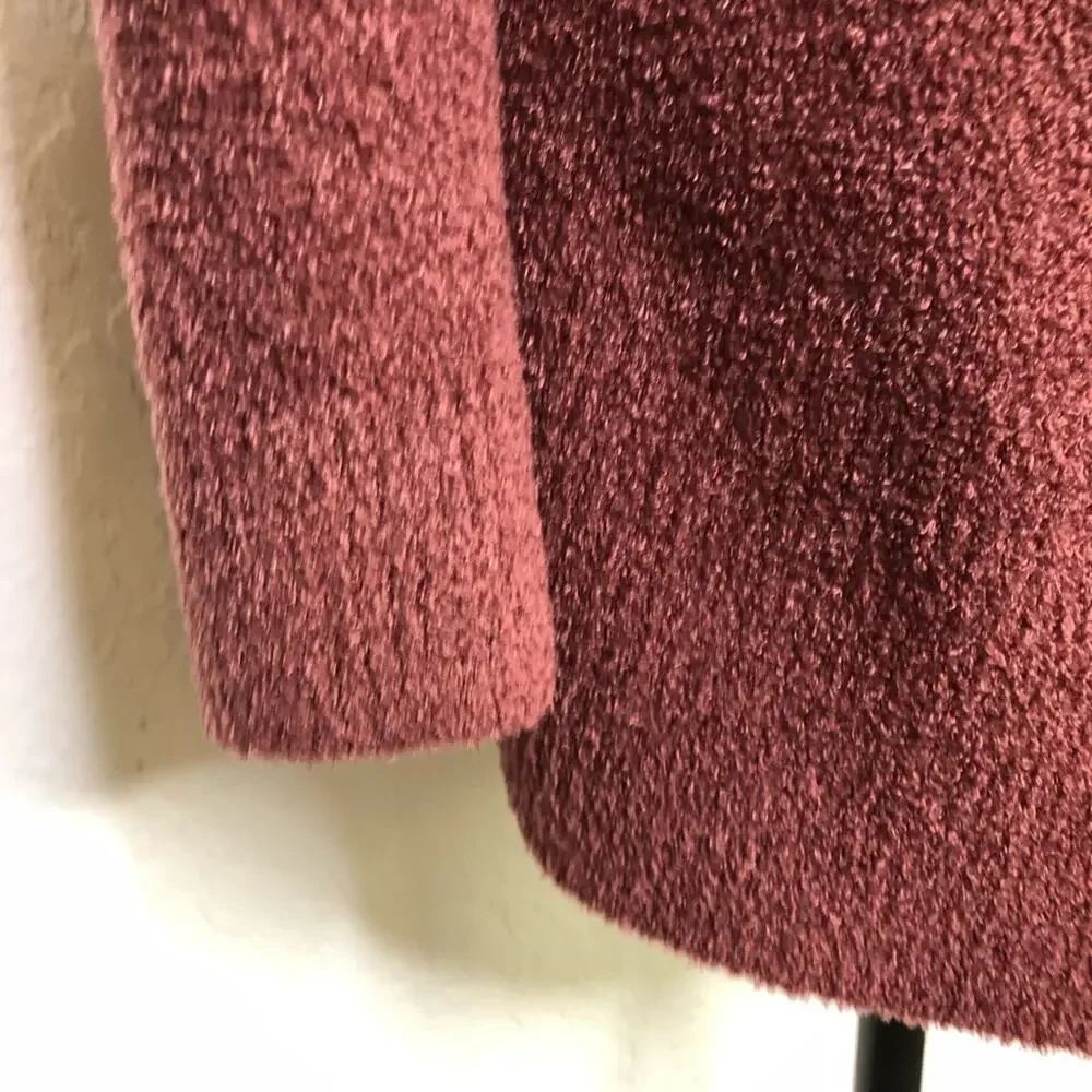 Barefoot Dreams CozyChic Lite maroon rust open front cardigan size Small
